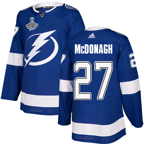 Men Adidas Tampa Bay Lightning #27 Ryan McDonagh Blue Home Authentic 2020 Stanley Cup Champions Stitched NHL Jersey->tampa bay lightning->NHL Jersey